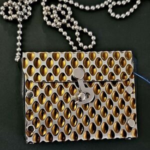 Wendy Stevens Silver Metal & Leather Small Gold-tone Crossbody Box Bag